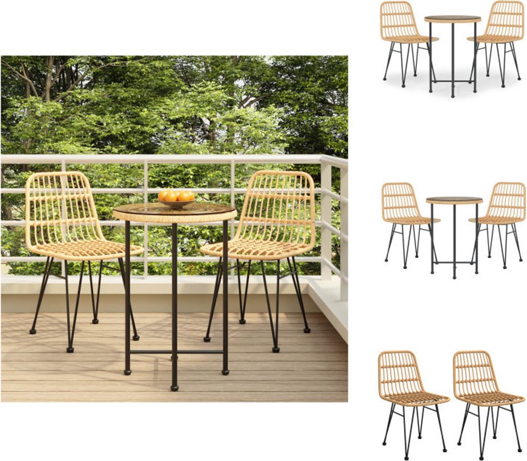 vidaXL 3-tlg. Garten-Essgruppe Poly Rattan - Gartenmöbel-Sets