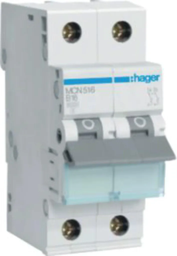 Disjoncteur Hager 1P+N 16A 6kA Courbe C - Montage Rail DIN Rapide 2M