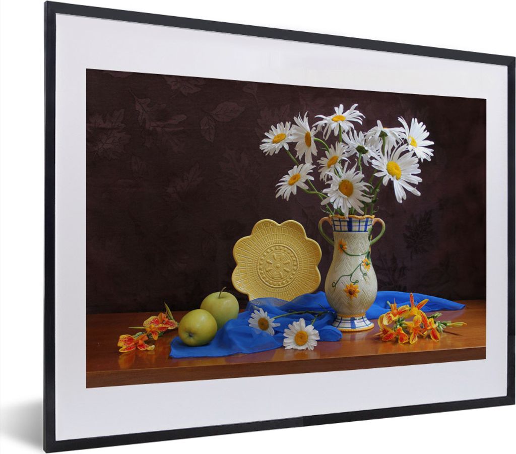 MuchoWow MuchoWow Gerahmtes Poster Stillleben - Gänseblümchen - Blumen 40x30 cm - Poster mit zchwarzem Bilderrahmen - Bilderrahmen - Poster i...