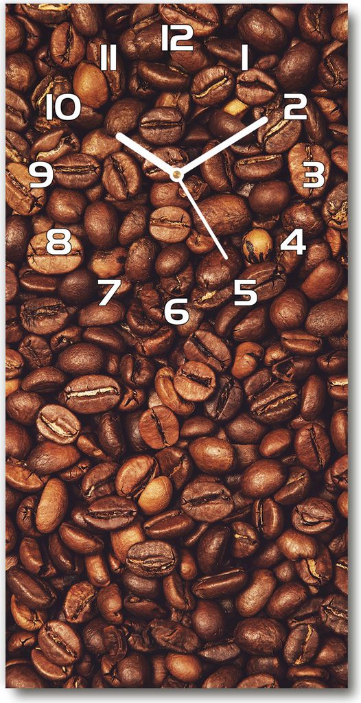 Wanduhr aus Glas – 30x60 cm - Glasbild - Glasuhr - Gehärtetes Glas -Körner Kaffee