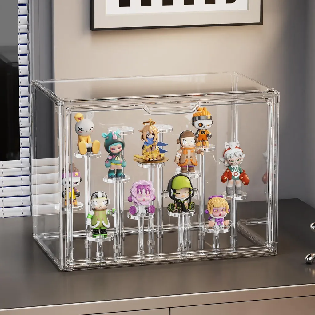 Vitrine en acrylique transparente empilable avec fermeture magnétique