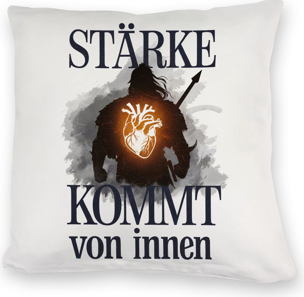 Stärke kommt von innen Kuschelkissen - Silhouette Krieger