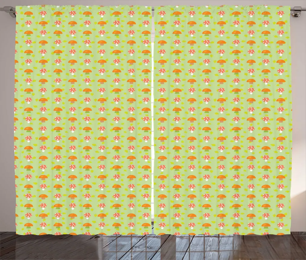 Rideau universel 280x225 cm motif automnal vert et orange haute qualité