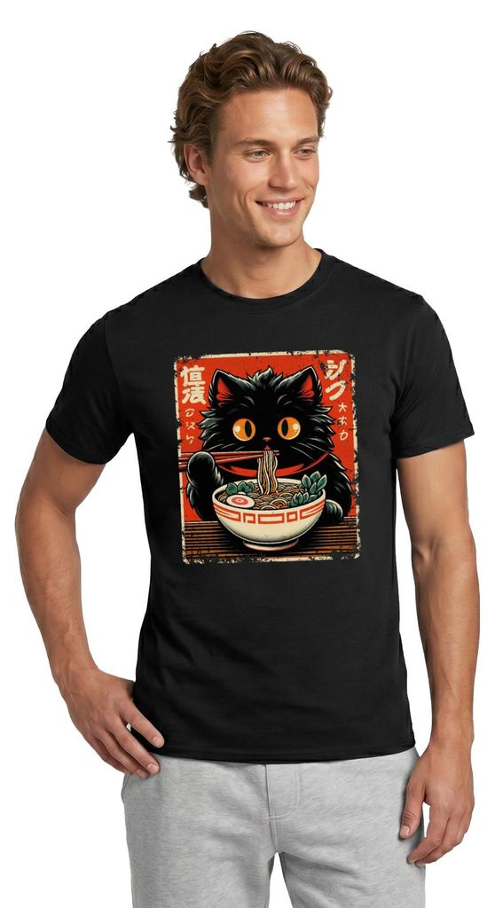 Spreadshirt Flauschige Ramen Katze Im Japan Style Männer Produktbild 