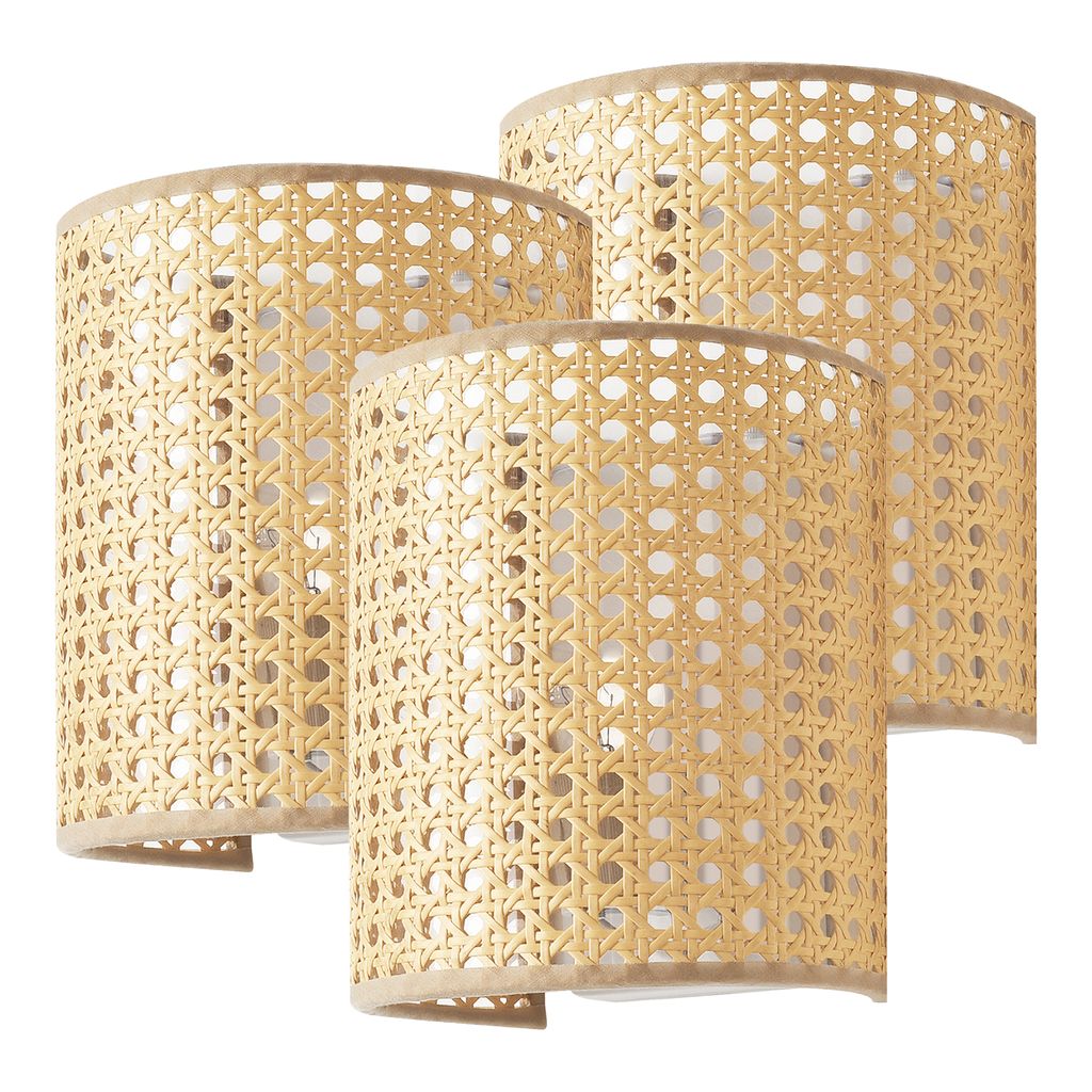 Wandleuchte 'Ascot' 3er Set in Rattanoptik