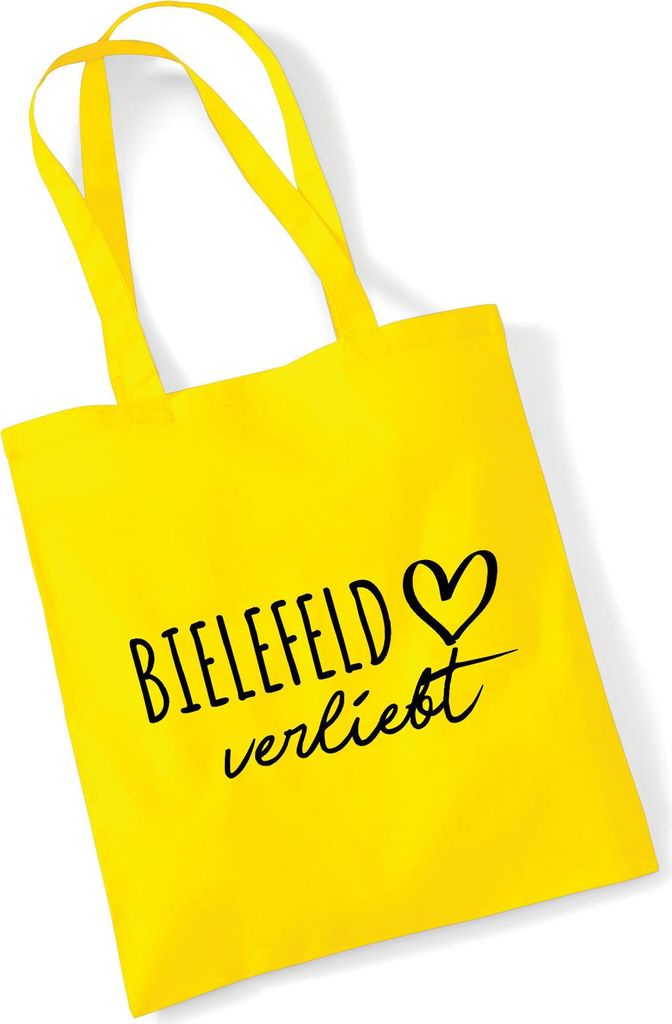 Huuraa Jutebeutel Bielefeld verliebt 10 Liter Yellow Baumwolle Tasche Geschenkidee