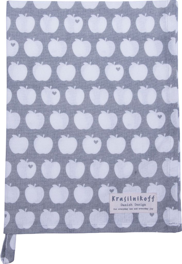 Krasilnikoff - Geschirrtuch KW11570 - Apples, Grey Produktbild 