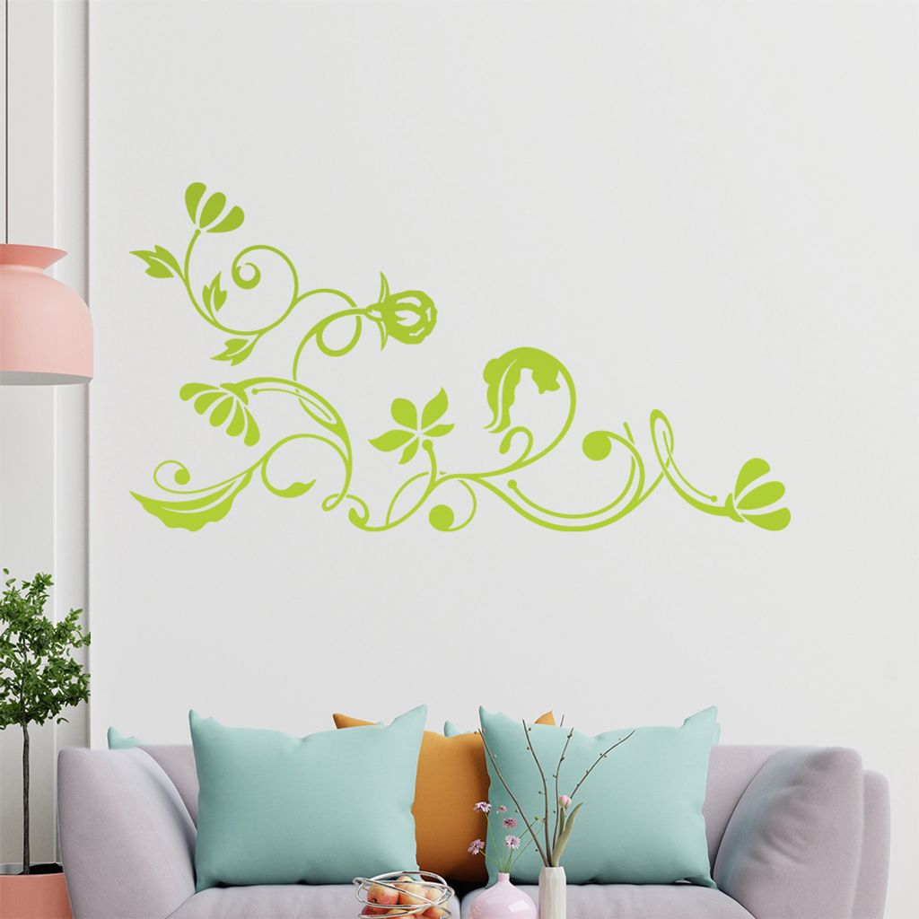 Eckeornament -Blüten - filigran Wandtattoo in 6 Größen - Wandaufkleber Wall Sticker - Dekoration, Küche, Wohnzimmer, Schlafzimmer, Badezimmer