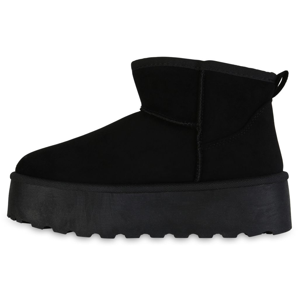 VAN HILL Damen Warm Gefütterte Winter Boots Stiefeletten Bequeme Schuhe 841462, Farbe: Schwarz, Größe: 40