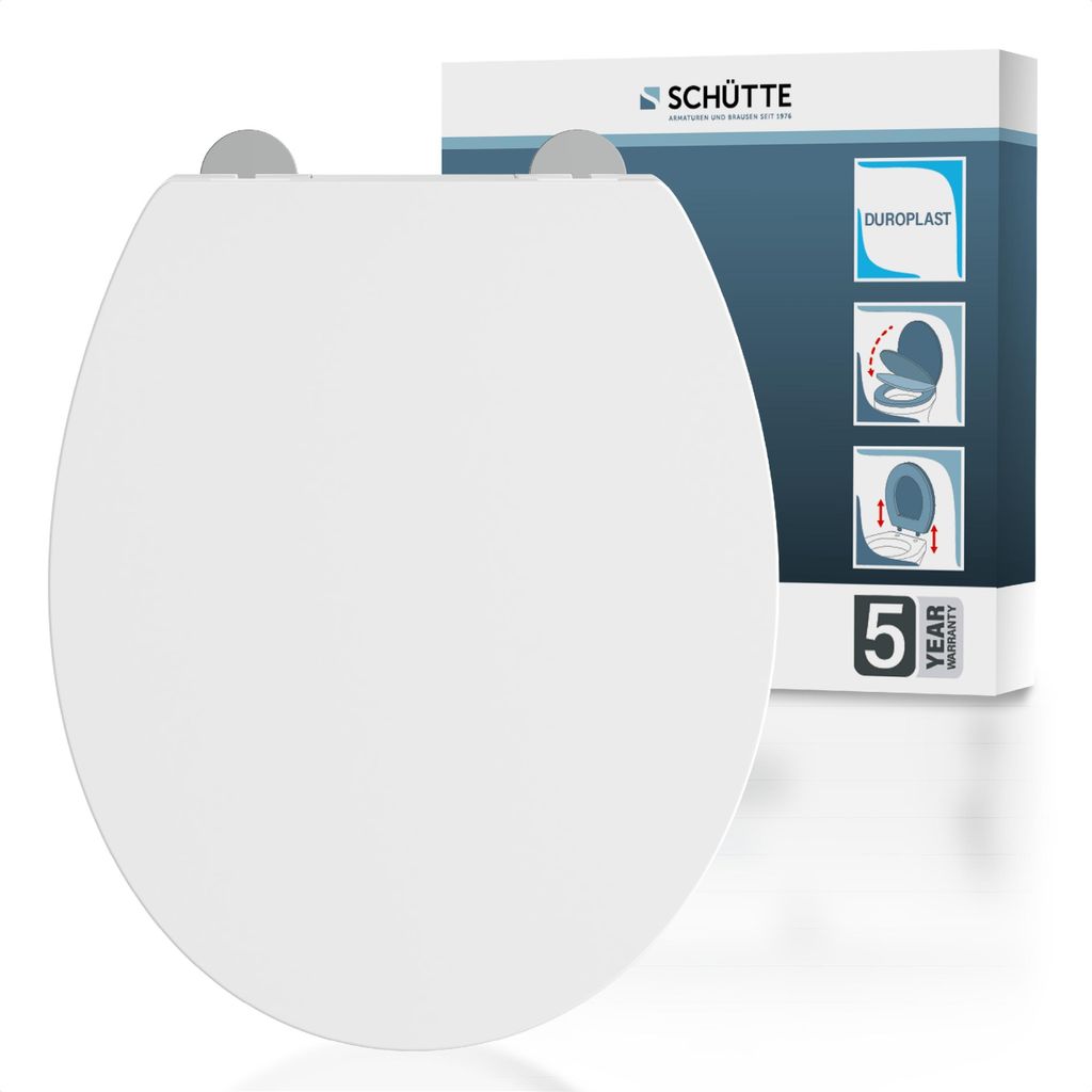SCHÜTTE Duroplast WC-Sitz WHITE, PREMIUM, mit Absenkautomatik und Schnellverschluss