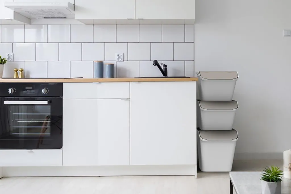 Conteneur de tri Stack-it L 51L en plastique résistant gris avec capot - 6