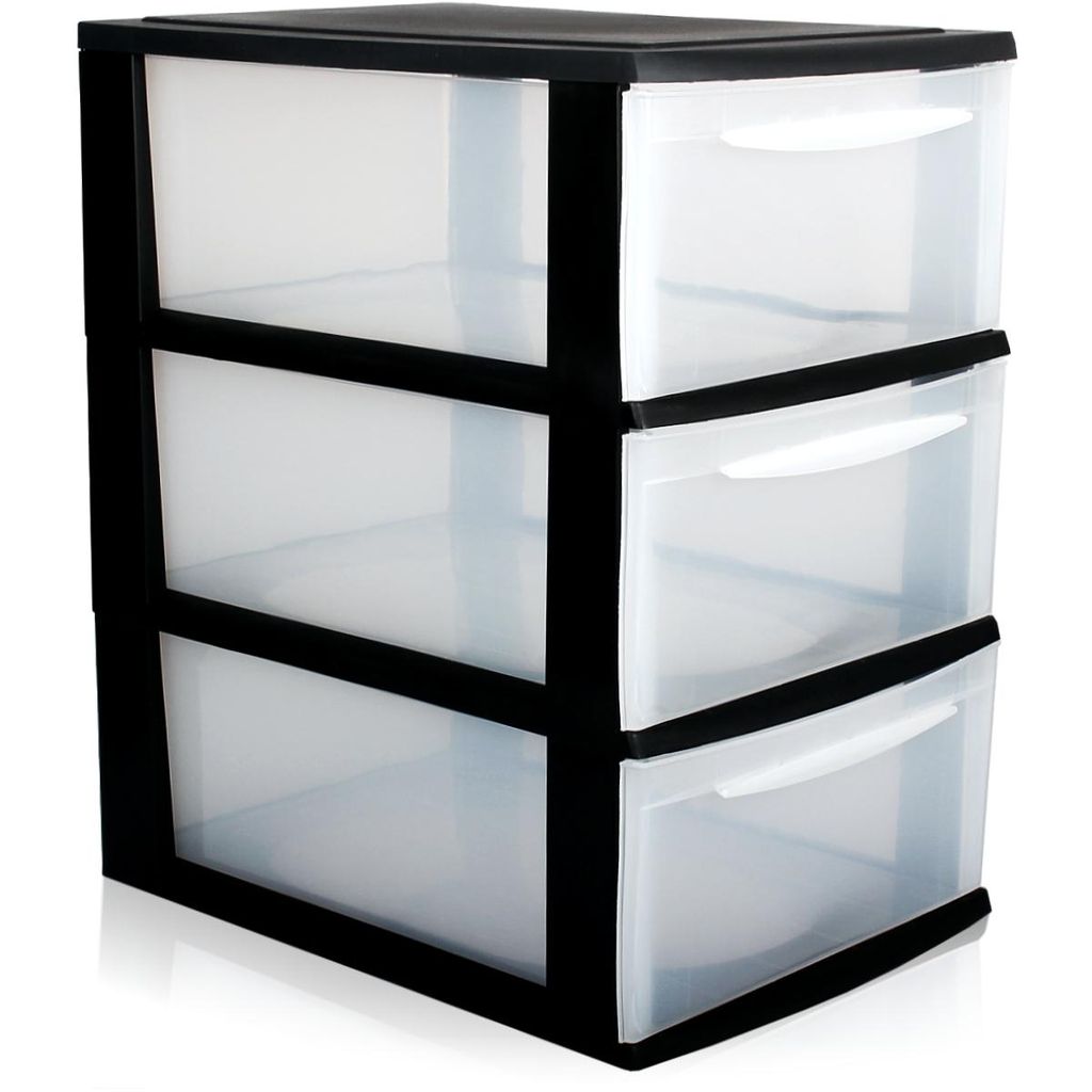 Schubladenbox A4 Schubladenschrank Kunststoff Schreibtisch Organizer mit 3 transparenten Schubladen je 8,71L Aufbewahrungsturm