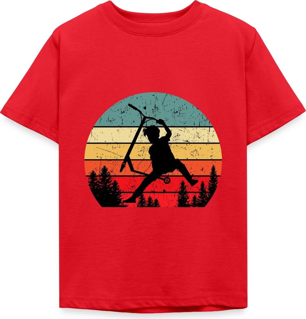 Spreadshirt Scooter Roller Stunt Freestyle Kinder T-Shirt, 110/116 (5-6 Jahre), Rot