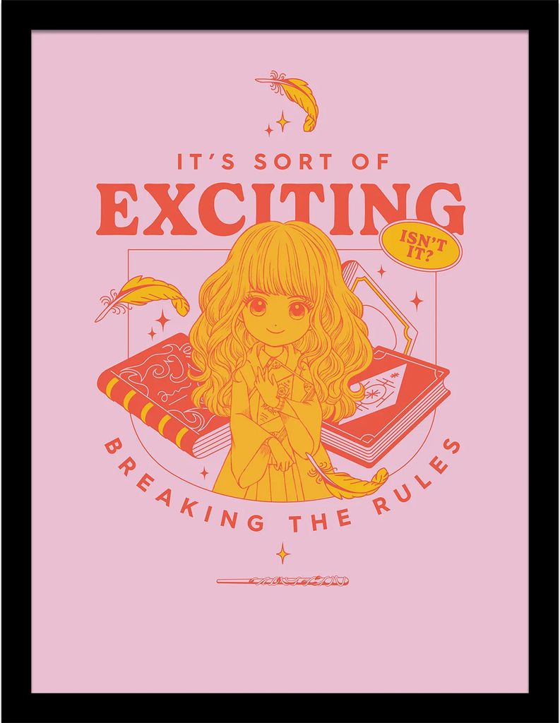 Harry Potter - bedruckt "Witty Witchcraft Breaking The Rules" PM10525 (40 cm x 30 cm) (Pink/Gelb/Rot)