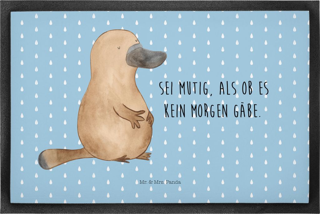 Mr. & Mrs. Panda Schmutzmatte Schnabeltier Mut 50 x 75 cm - Blau Pastell - Geschenk, Bodenvorleger, Weltreise, Motivation, Meer, Fussmatte, Arbeit,...