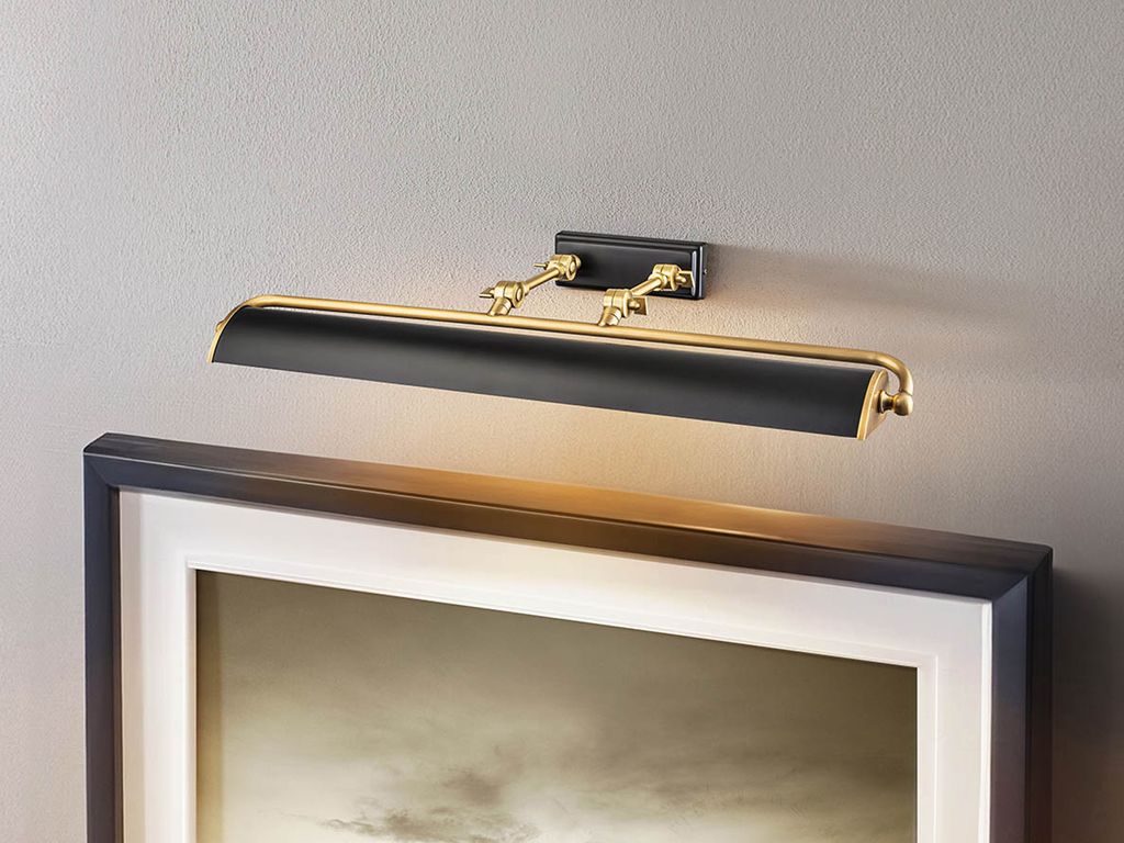 Große LED Bilderleuchte in Schwarz Messing, verstellbare Spiegelleuchte B: 70cm