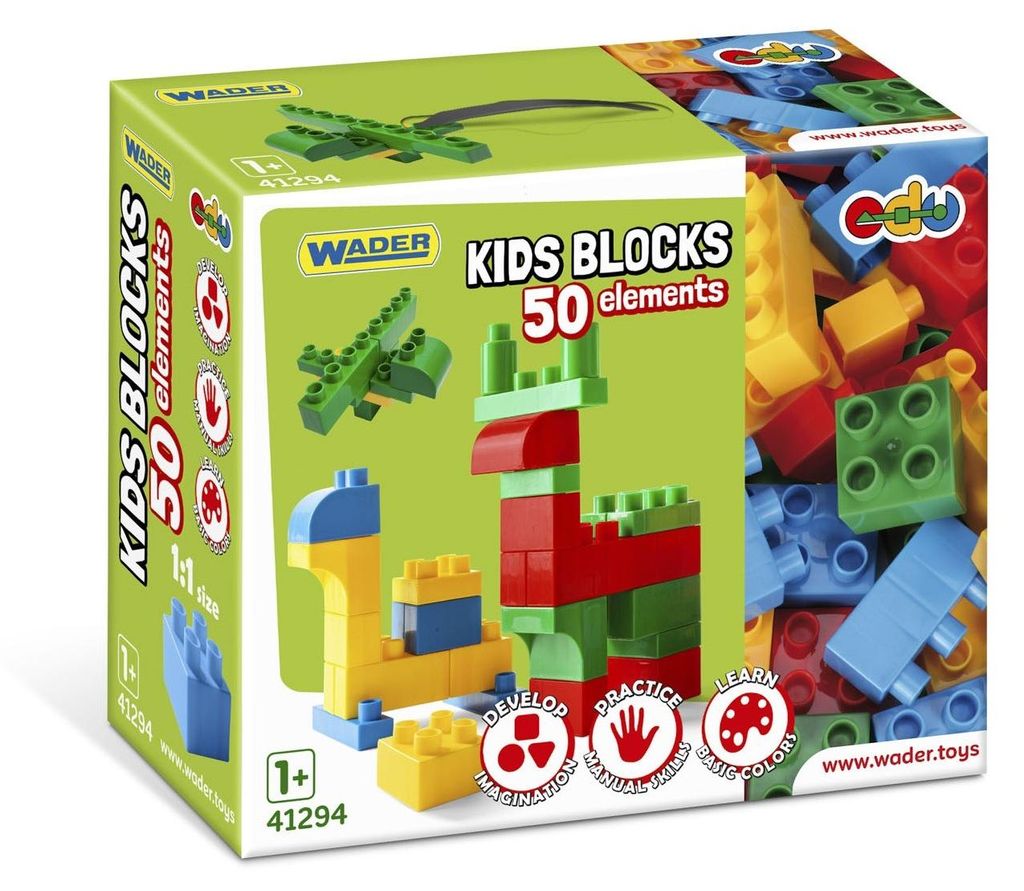 Klocki konstrukcyjne Kids Blocks 50 elementów w pojemniku Zdjęcie produktu 
