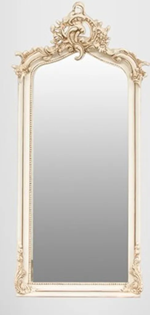 Grand miroir d'entrée baroque crème 115 cm - Idéal salon et chambre