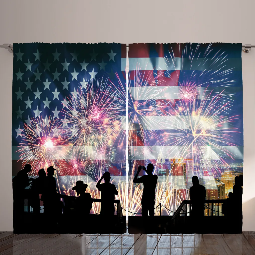 Rideau Rustique 280x225 cm avec Silhouettes de Fête et Système d'Attache
