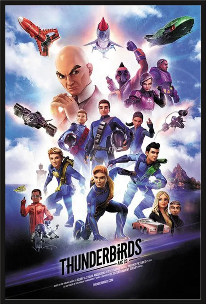 Cadre avec Affiche Thunderbirds Are Go Illustration Shinsuke 61x91 cm