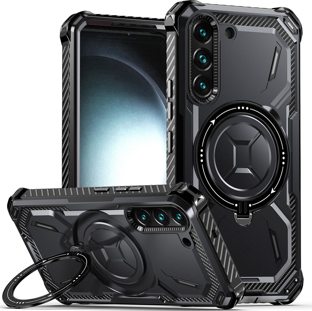 Schutzhülle für Samsung Galaxy S21+ 5G Magnetisches Kickstand Hülle, Kompatibel mit Magsafe Ladegerät Schwarz