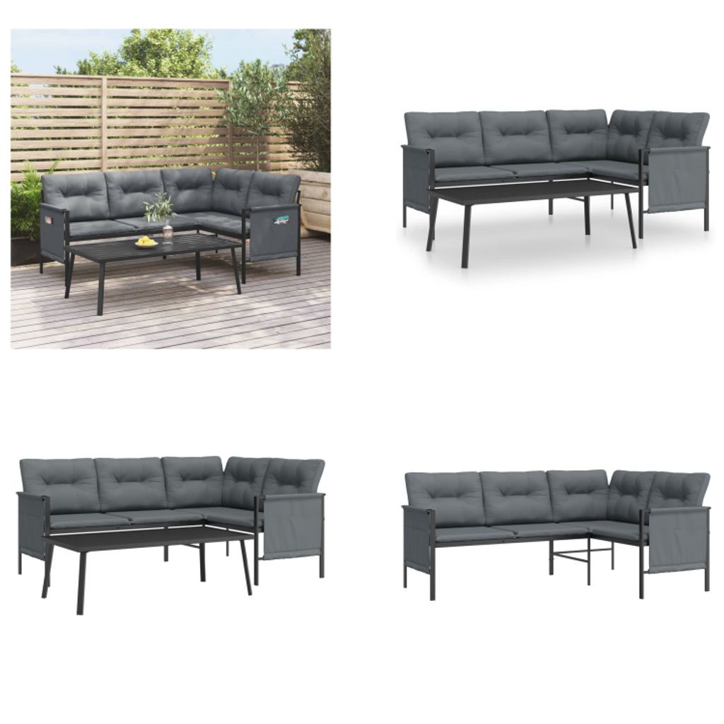 vidaXL 2 tlg. Garten Lounge Set Anthrazit Stahl - Garten-Lounge-Set - Garten-Lounge-Sets - Lounge-Set - Gartenmöbel-Set