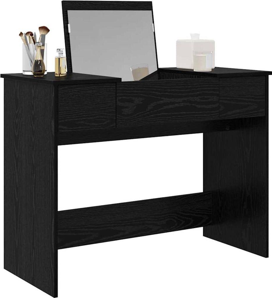 Möbel Schminktisch Modernes Design - Kosmetiktisch/Frisiertisch - mit Spiegel Schwarz Eichen-Optik 100x45x76 cm Top9629029