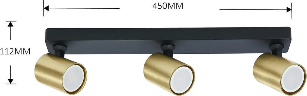 Solution éclairage modulable : applique 3 spots GU10 noire et dorée - 9