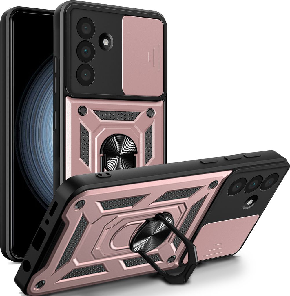Outdoor Panzer Hülle für Samsung Galaxy A36 / Galaxy A56 mit Kameraschutz Ringhalter Bumper in Rosegold