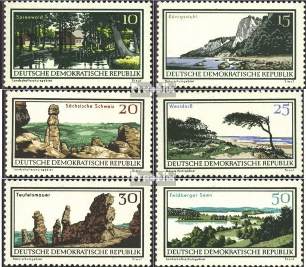 Briefmarken DDR 1966 Mi 1179-1184 (kompl.Ausgabe) postfrisch Natur- und Landschaftsschutzgebiete