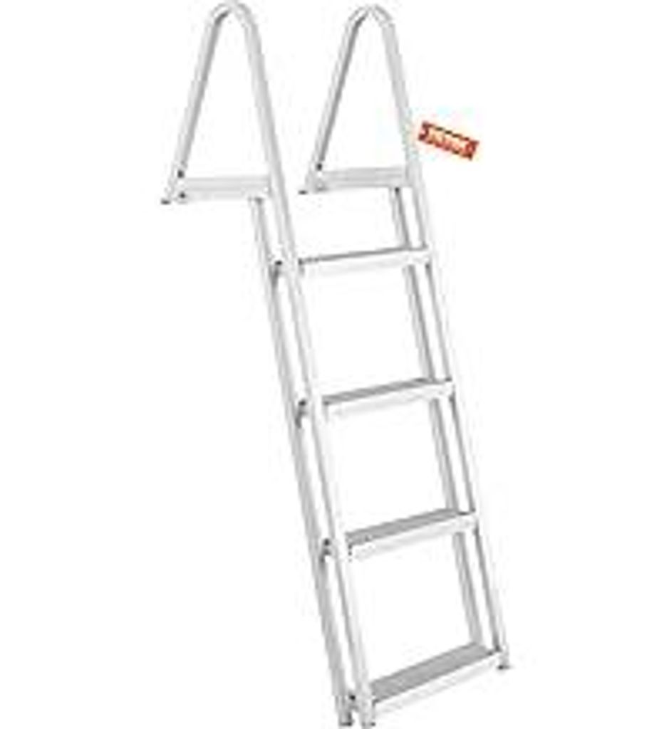 VEVOR Dockleiter, 4 abnehmbare Stufen, 159 kg Tragkraft, Bootsleiter aus Aluminiumlegierung mit 10 cm breiter Stufe und Rutschfester Gummimatte, f...