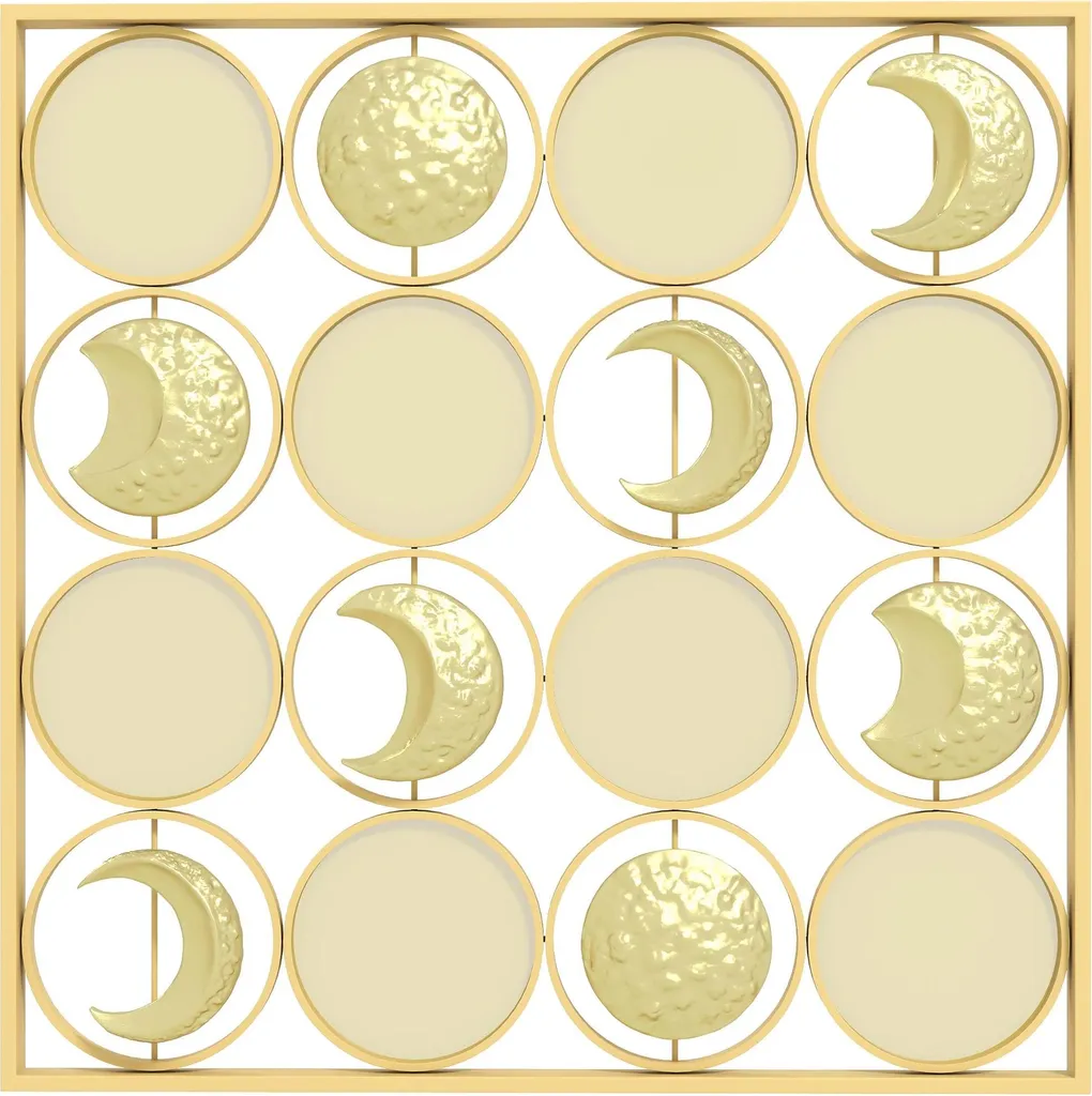 Art mural 16 disques or pour salon & chambre - Phases lunaires
