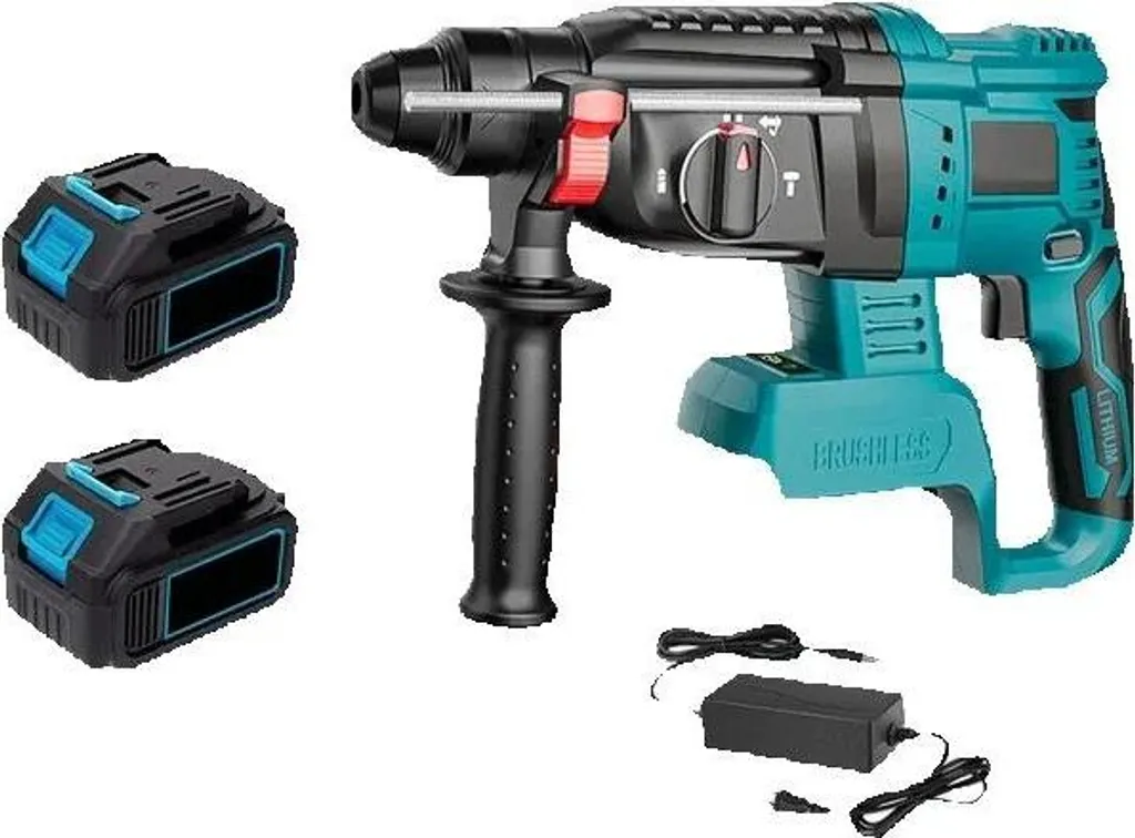 Marteau rotatif sans fil 4 fonctions avec 2 batteries et 4800 bpm