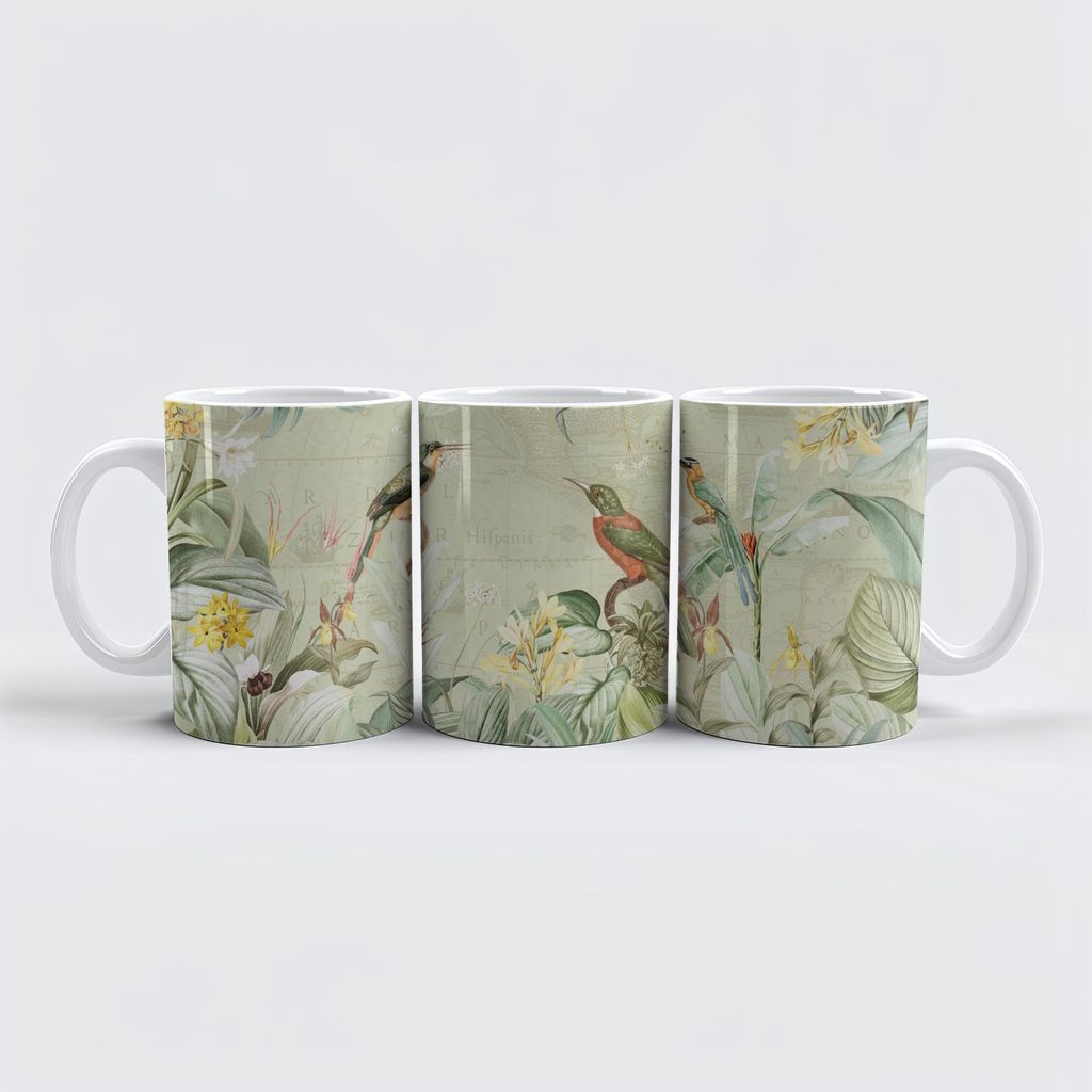 raxxa Premium-Tasse "Tropische Eisvögel im Wilden Palmen Dschungel"