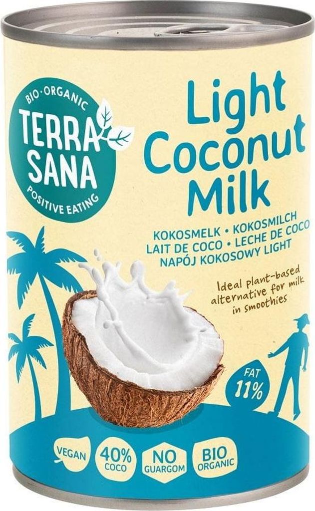 COCONUT MILK - NAPÓJ KOKOSOWY LIGHT BEZ GUMY GUAR (11 % TŁUSZCZU) BIO 400 ml - TERRASANA