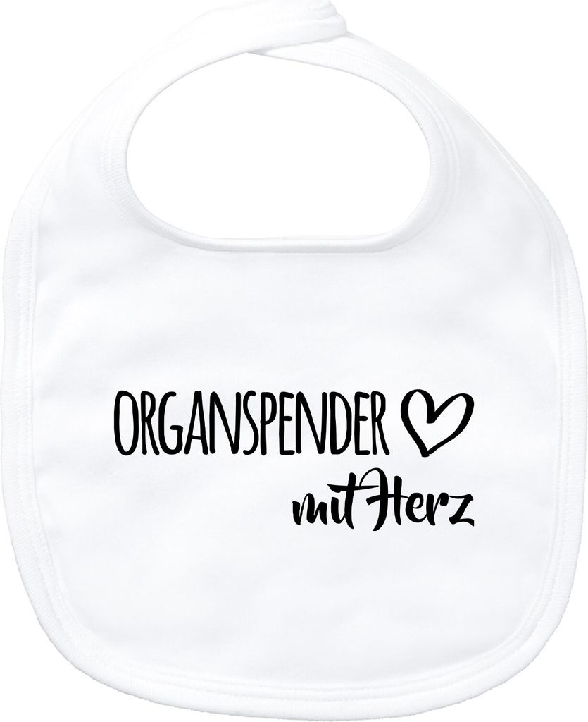 Huuraa Baby Lätzchen Organspender mit Herz White Klettverschluss Baumwolle Latz Geschenkidee