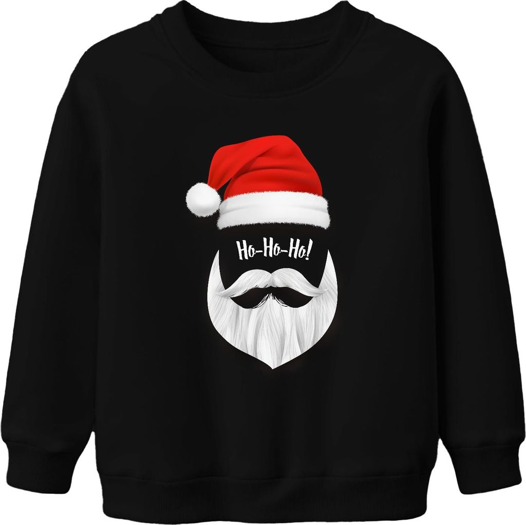 Ho Ho Ho Weihnachtsmann Santa - Weihnachten Weihnachtsgeschenk Christmas Uni Kinder Weihnachtspullover, Schwarz, 104