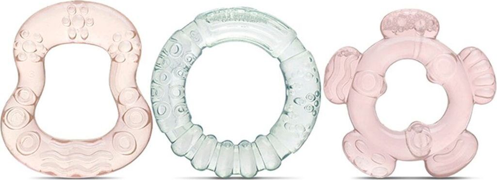 Baby Care Beißring 3er Set wassergefüllt, versch. Formen und Farben, ab 3 Monate rosa