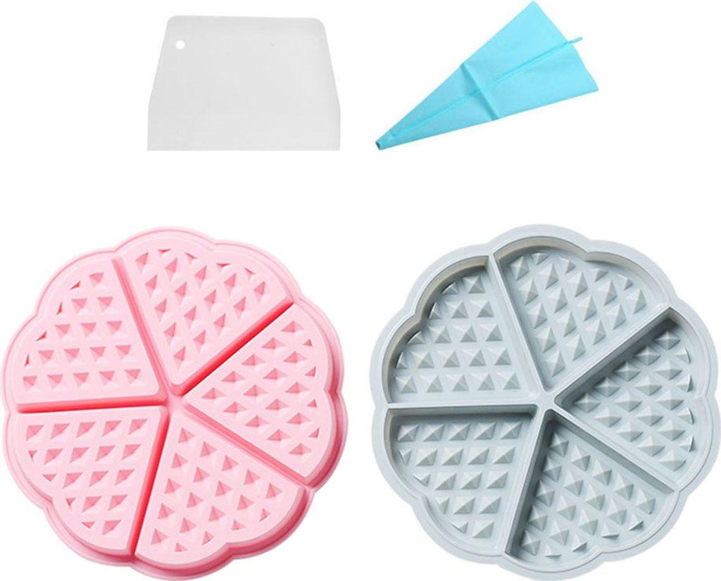 2 Stück Silikon-Waffelformen, Waffel-Antihaft-Formen, Silikon-Waffelformen, Herzförmige Silikon-Waffeleisen-Backformen, 5 Mulden, Pfannkuchen-Muf...