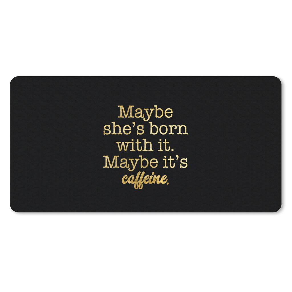 MuchoWow Schreibtischunterlage Zitate - Kaffee - Gold - Schwarz 80x40 cm - XXL Mauspad - Gaming Mauspad