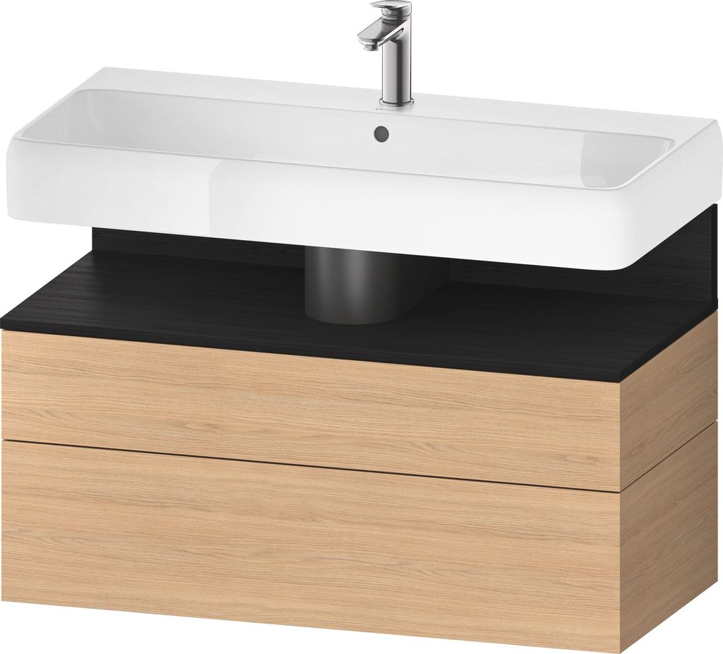 Duravit Qatego Waschtischunterbau, 1 Auszug und 1 Schublade, 990x470x590mm, Nische Eiche Schwarz, QA4395016300010