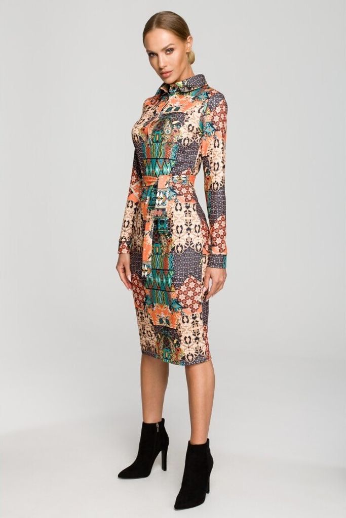 Made of Emotion Gemustertes Damenkleid Lu M706 braun M