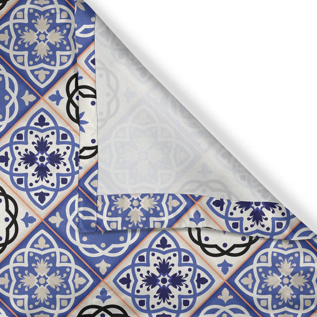Rideau géométrique Azulejo violet et bleu à œillets 280 cm x 175 cm - 2