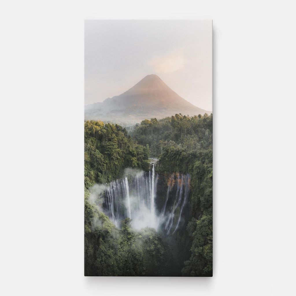 ARTHUB Leinwandbild 60x120 cm, Vulcano Waterfall | Wohnzimmerdekoration, Hängende Bilder, Wanddekoration, Heimdekoration, Landschaften, Wasserf...