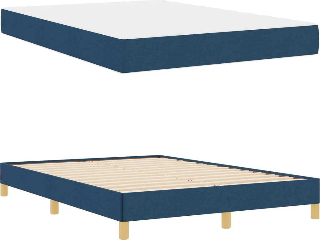 Lit Boxspring 140 x 190 cm matelas Bleu pour un sommeil de luxe tissu