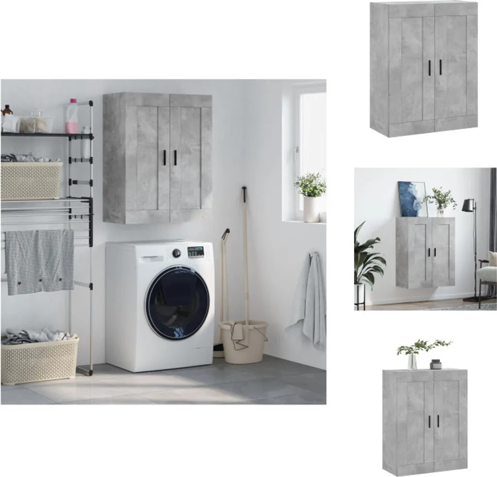 vidaXL Armadio a muro grigio cemento 69,5x34x90 cm materiale legno - Credenze