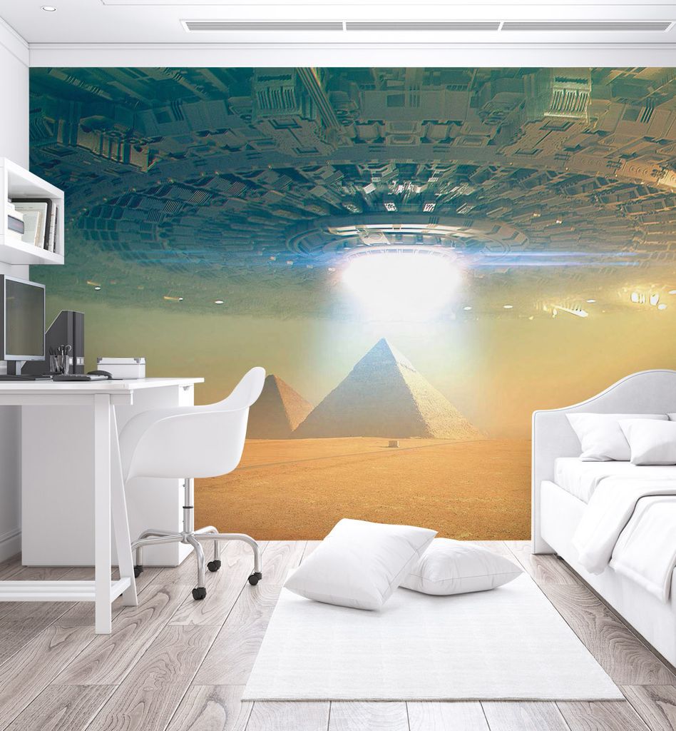 Fototapete Aliens und Pyramiden, Material:Premium Vlies 150g/qm, Größe Tapete:455 x 300cm