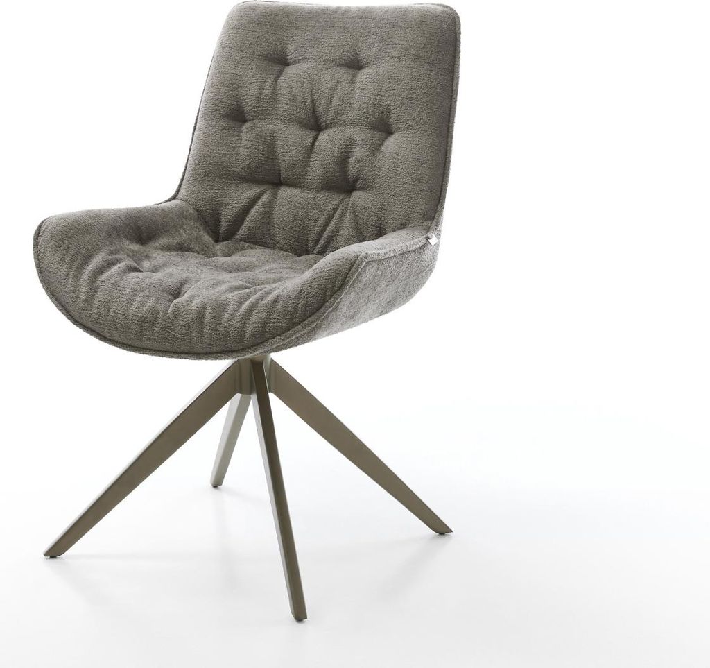 DELIFE Drehstuhl Taimi-Flex Bouclé Soft Schlamm Kreuzgestell breit Effektfinish Titan 360° drehbar Wippfunktion
