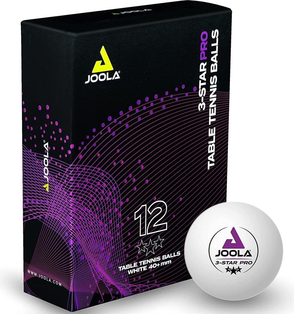 JOOLA Tischtennisbälle 3-Star Pro Ball white 12 CT | Plastikbälle Non Celluloidbälle Trainingsbälle TT-Bälle Tischtennis Tabletennis TT