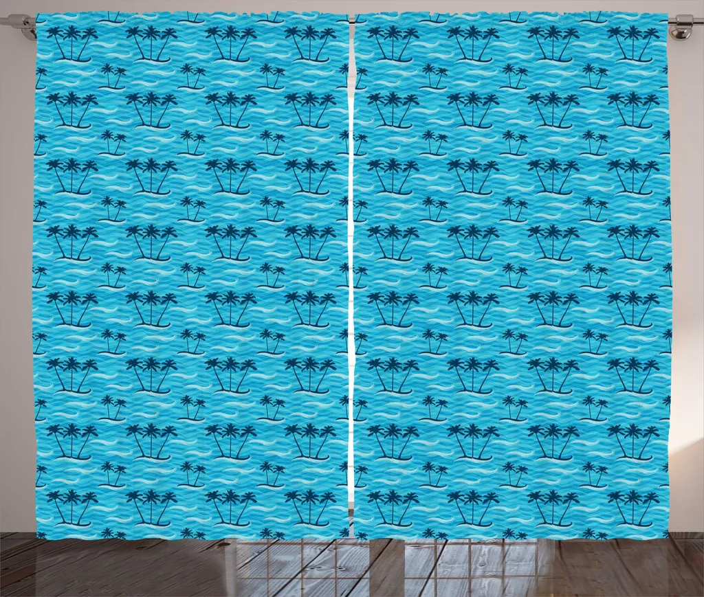 Rideau tropical bleu pétrole 280x225 pour masquer vis-à-vis gênant